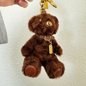 Vintage Coach Bear Charm Chocolate Brown Signature Shearling